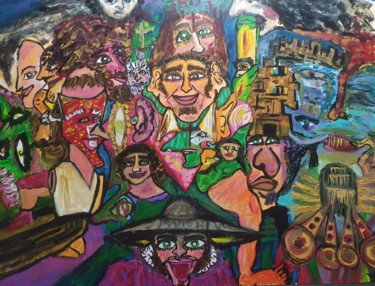 Painting titled "Al Amparo de todos" by Dalca, Original Artwork, Acrylic Mounted on Wood Stretcher frame