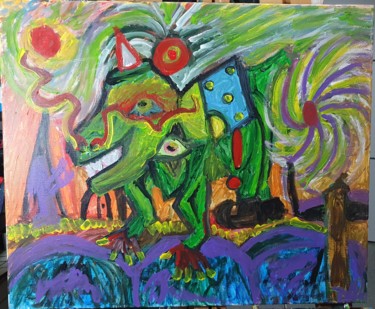Pintura titulada "¿Seré un perro verd…" por Dalca, Obra de arte original, Acrílico Montado en Bastidor de camilla de madera
