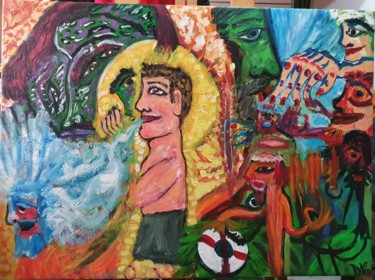 Pintura titulada "Rezo por el bien" por Dalca, Obra de arte original, Acrílico Montado en Bastidor de camilla de madera