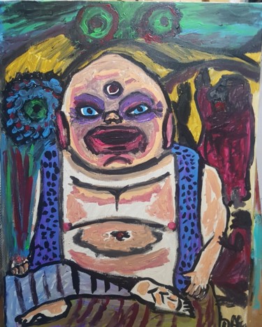 Pintura titulada "El buda de la suert…" por Dalca, Obra de arte original, Acrílico Montado en Bastidor de camilla de madera
