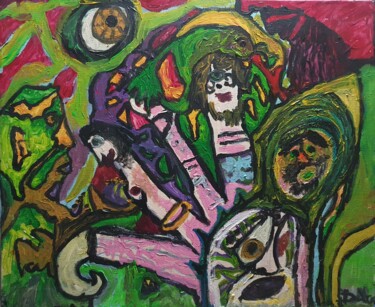 Картина под названием "Amigos en este mundo" - Dalca, Подлинное произведение искусства, Акрил Установлен на Деревянная рама…