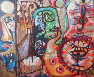Pintura titulada "Seres de la noche" por Dalca, Obra de arte original, Acrílico Montado en Bastidor de camilla de madera