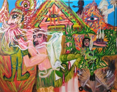제목이 "Sinónimo de Dioses"인 미술작품 Dalca로, 원작, 아크릴 나무 들것 프레임에 장착됨