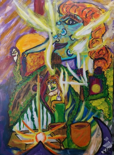 Painting titled "Torrente de luz" by Dalca, Original Artwork, Acrylic Mounted on Wood Stretcher frame