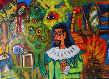Painting titled "Hay alguien ahí" by Dalca, Original Artwork, Acrylic Mounted on Wood Stretcher frame