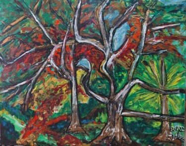Pintura intitulada "Paisaje de la natur…" por Dalca, Obras de arte originais, Acrílico Montado em Armação em madeira