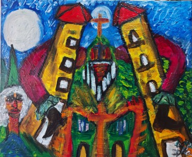 Pintura intitulada "Castillos habitados" por Dalca, Obras de arte originais, Acrílico Montado em Armação em madeira