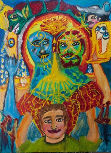 Painting titled "Cada persona es un…" by Dalca, Original Artwork, Acrylic Mounted on Wood Stretcher frame
