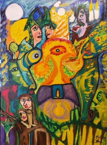Картина под названием "Hablando todo" - Dalca, Подлинное произведение искусства, Акрил Установлен на Деревянная рама для нос…