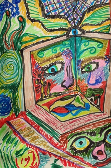 Pintura intitulada "Parajes de mi mente" por Dalca, Obras de arte originais, Marcador