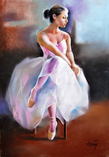Painting titled "Bailarina sentada I" by Domingo Alvarez, Original Artwork