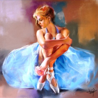 Painting titled "Bailarina sentada c…" by Domingo Alvarez, Original Artwork