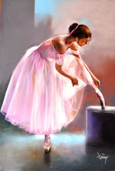 Painting titled "Bailarina rosaq" by Domingo Alvarez, Original Artwork