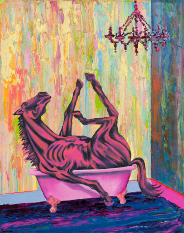 Картина под названием "Horse" - Dominic Virtosu, Подлинное произведение искусства, Масло Установлен на Деревянная рама для н…