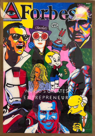 绘画 标题为“#entrepreneur” 由Dominik Rutz, 原创艺术品, 丙烯 安装在木质担架架上