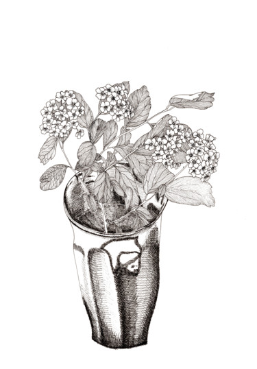 Dessin intitulée "Petit bouquet" par Dominika Lehocka, Œuvre d'art originale, Encre