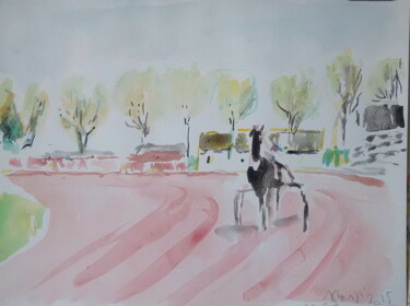 제목이 "chevaux à la Capelle"인 미술작품 Dominique Alberti로, 원작, 수채화
