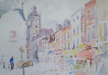 Painting titled "vue d'Avesne" by Dominique Alberti, Original Artwork, Watercolor