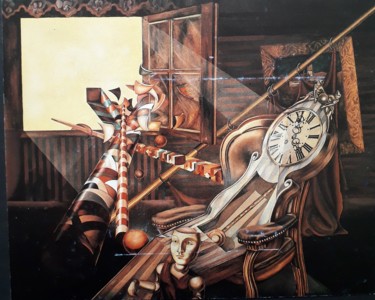 Peinture intitulée "Fauteuil à l'heure" par Dominique Alexandrov, Œuvre d'art originale, Huile