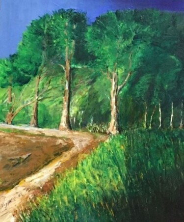 Peinture intitulée "le chemin" par Dominique Ansquer, Œuvre d'art originale, Acrylique