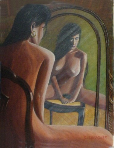 Peinture intitulée "le miroir" par Dominique Ansquer, Œuvre d'art originale
