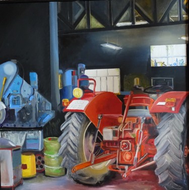 Painting titled "le tracteur de Camb…" by Dominique Banquet, Original Artwork, Oil