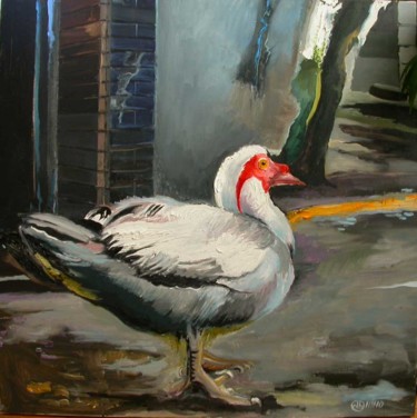 Painting titled "le vieux canard, ol…" by Dominique Banquet, Original Artwork, Oil