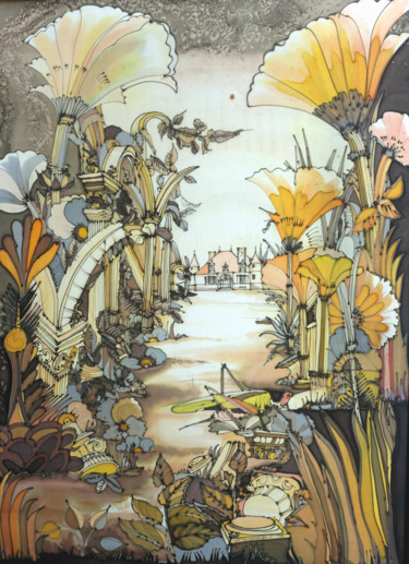 "Gerzat, un jour" başlıklı Tablo Dominique Banquet tarafından, Orijinal sanat, Mürekkep Ahşap panel üzerine monte edilmiş