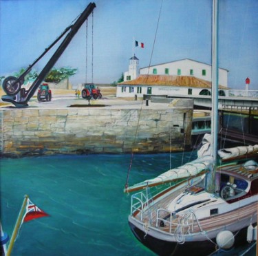 Painting titled "bureau du port :St…" by Dominique Banquet, Original Artwork, Oil