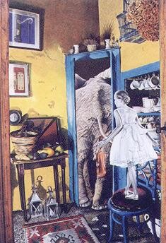Peinture intitulée "Le placard aux alou…" par Dominique Boucher, Œuvre d'art originale, Stylo à bille Monté sur Carton