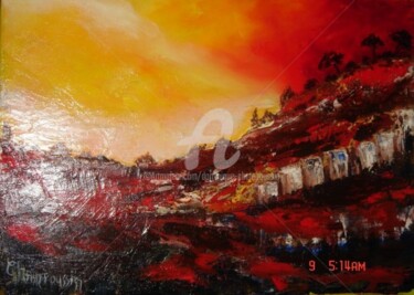 Peinture intitulée "couche de soleil" par Dominique Champoussin, Œuvre d'art originale