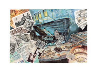 Impressões e gravuras intitulada "TITANIC" por Dominique Chapuis, Obras de arte originais, Aquarela