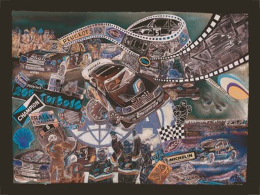 Druckgrafik mit dem Titel "205 Turbo" von Dominique Chapuis, Original-Kunstwerk, Aquarell