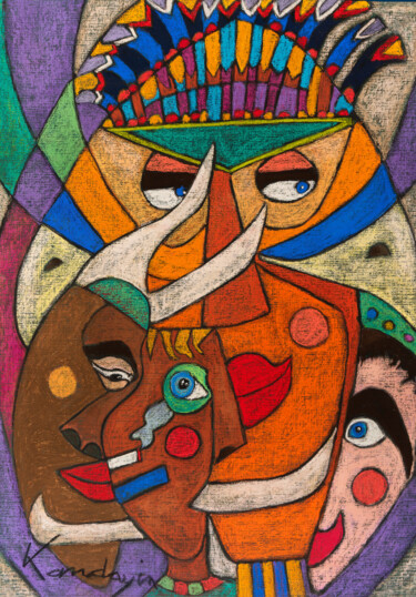 Schilderij getiteld "Carnaval à Rio" door Dominique Charrière Dite Kandayin, Origineel Kunstwerk, Pastel