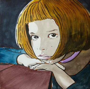 Painting titled "Fauve" by Dominique Cointrel, Original Artwork, Watercolor Mounted on Wood Stretcher frame