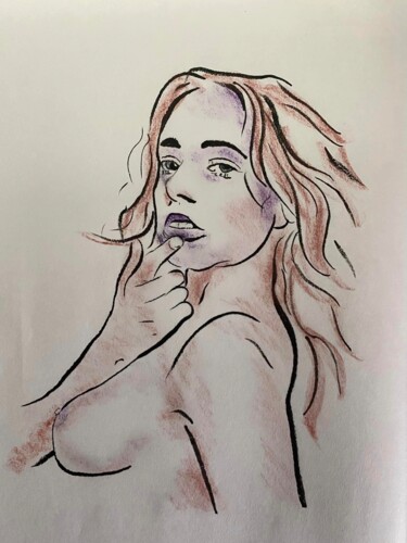 Drawing titled "Nu Rinna2" by Dominique Cointrel, Original Artwork, Ink