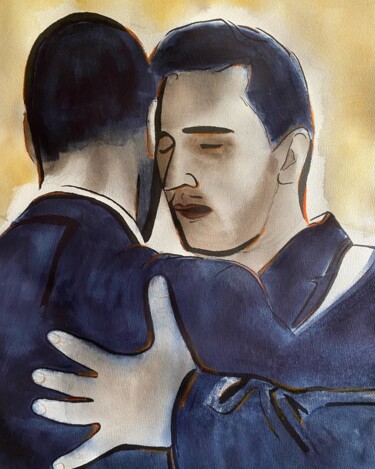 Painting titled "Tango" by Dominique Cointrel, Original Artwork, Watercolor