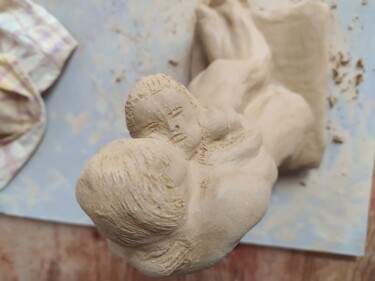 Sculpture intitulée "Détails le baiser" par Dominique De Roo, Œuvre d'art originale, Argile