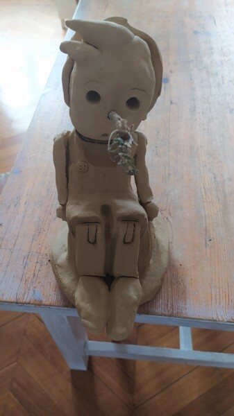 Sculpture intitulée "Pinocchio" par Dominique De Roo, Œuvre d'art originale, Argile