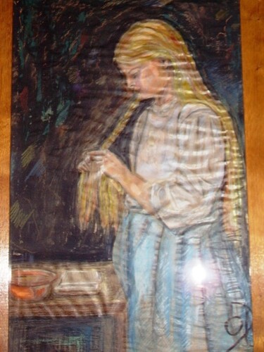 Peinture intitulée "fillette à la tresse" par Dominique De Roo, Œuvre d'art originale