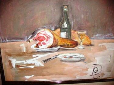 Painting titled "vin de table : past…" by Dominique De Roo, Original Artwork
