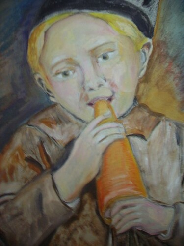 Peinture intitulée "garçon à la carotte" par Dominique De Roo, Œuvre d'art originale