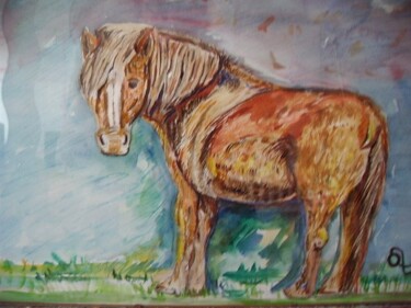 Peinture intitulée "Le petit poney / AQ…" par Dominique De Roo, Œuvre d'art originale