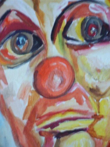 Peinture intitulée "détail clown" par Dominique De Roo, Œuvre d'art originale