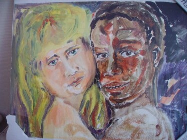 Painting titled "AMOUR D'ADOS / GOUA…" by Dominique De Roo, Original Artwork