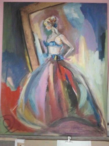 Peinture intitulée "FEMME COLOREE" par Dominique De Roo, Œuvre d'art originale, Huile