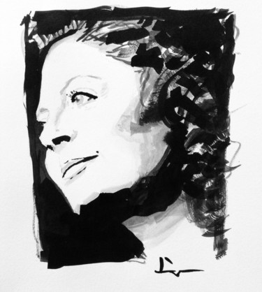Painting titled "Portrait of Susan S…" by Dominique Dève, Original Artwork, Ink