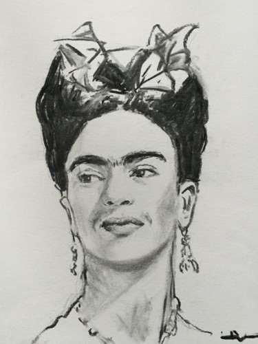Desenho intitulada "Frida4" por Dominique Dève, Obras de arte originais, Carvão