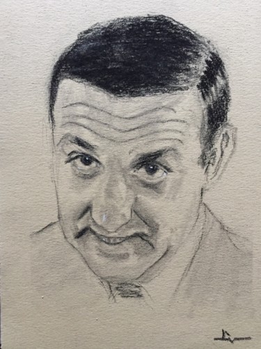 Drawing titled "Portrait of Lino" by Dominique Dève, Original Artwork, Pencil