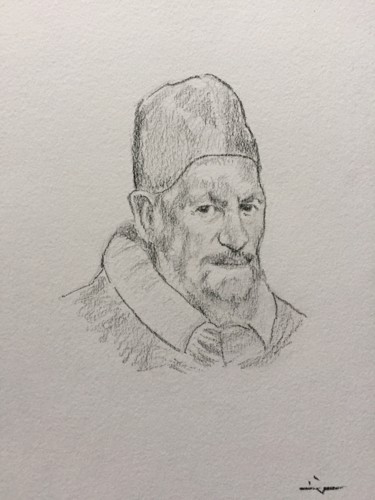 Drawing titled "Study from Velazquez" by Dominique Dève, Original Artwork, Pencil